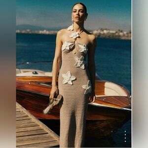 Meshki Handmade Crochet Halter Top with Floral Accents